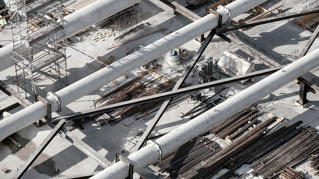 Steel structure viewed from below