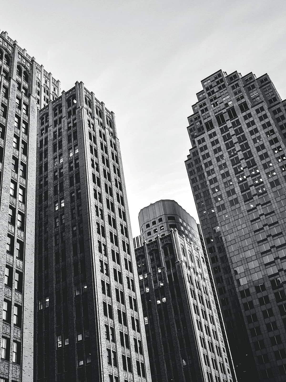 Skyscrapers viewed from street level